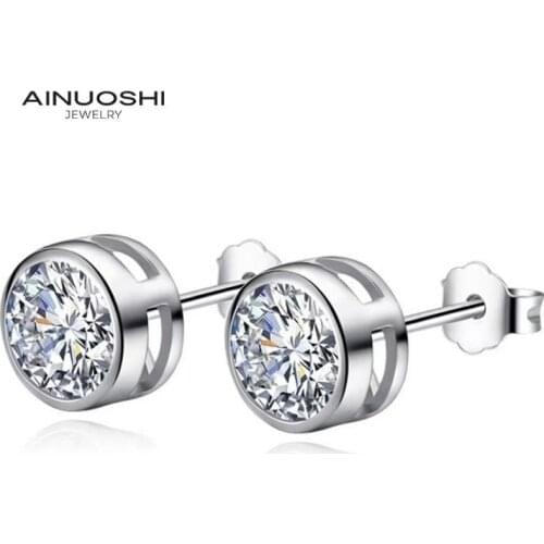AINUOSHI Classic Cubic Zirconia Bead Stud Earring for Women Round Ball Multicolor Crystal Prevent Allergies Earrings Jewelry