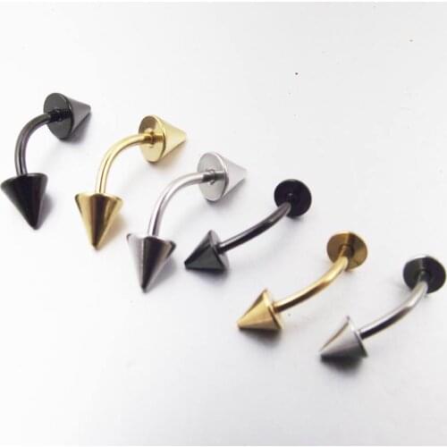2 Pieces Ball Spike Eye Nail Rings Stainless Steel eyebrow ring Banana Bar Micro Bent Barbell Body Jewelry
