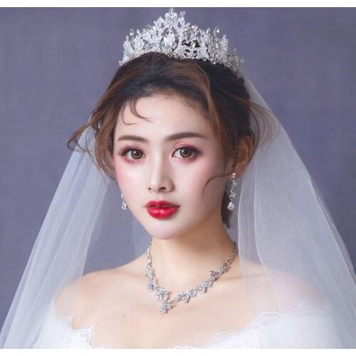 Zircon Bridal Jewelry Set Wedding Bride Jewelry Set Wedding Accessories Bridal Headwear Crystal Crowns and Tiaras Necklace Set