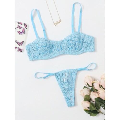 Exquisite Floral Woman Underwear Set Sexy Underwear Push-up Bra Set Deep V Lace Bra Woman Panty Set Underwear Set