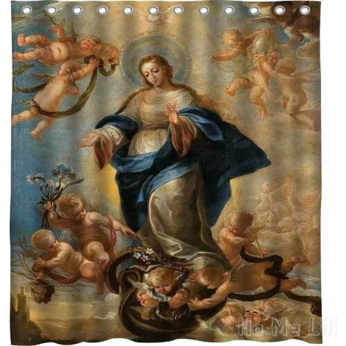 Angel Beautiful Painting Style Design Waterproof Shower Curtain Bathroom Accessories