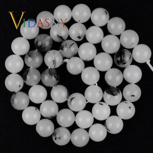 6/8/10mm Nautral Stones Black Rutilated Quartzs Gemstones Round Beads for Jewelry Making Diy Bracelets Handmade Jewellery 15"