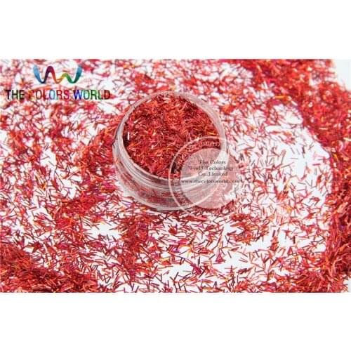 Laser Holographic Red Colors Strip short bar shape Glitter for Nail Art and DIY supplies1pack=50g