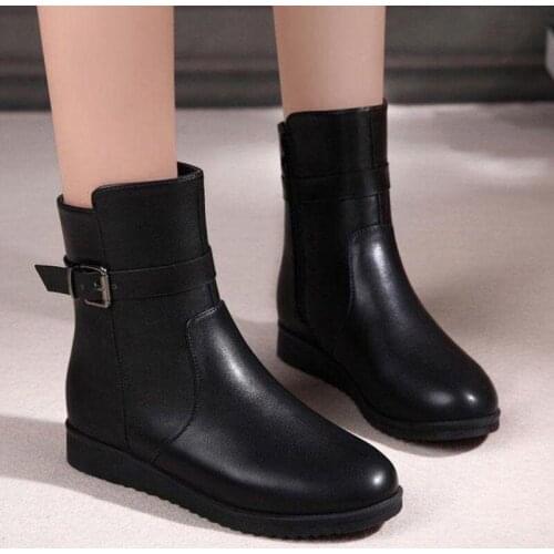Light Patent Leather Women Shoes Boots 2021 Spring Autumn Belt Buckle Zip Footwear Flat With Round Toe Solid Ankle Boots