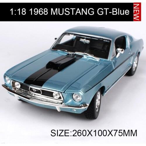 Maisto 1:18 diecast Car 1968 Mustang GT Cobra Jet Classic Cars 1:18 Alloy Car Metal Vehicle Collectible Models toys For Gift