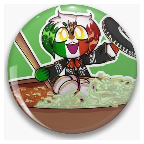 Countryhumans Mexico Charro Customizable Soft Button Pin Metal Women Clothes Fashion Decor Cartoon Jewelry Creative Funny Cute