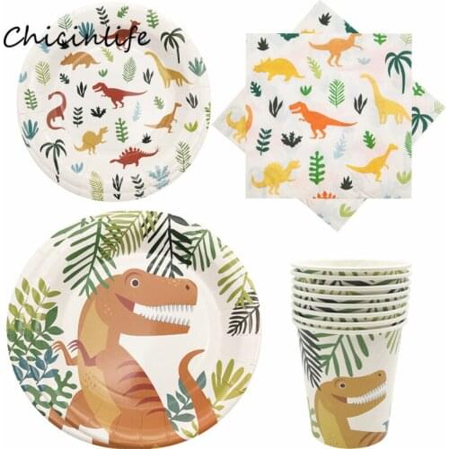 Chicinlife dinosaur Disposable Tableware Plate cup Napkins Birthday Party decoration dinosaur party Supplies Baby Shower