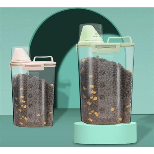 Portable Pet Food Scale Cup Dog Puppy Plastic Bucket Feeder Cat Measuring Spoon Dry Food Dispenser Pets Moistureproof Container