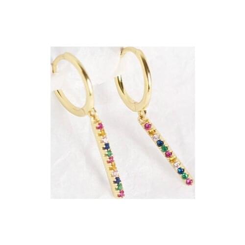 S925 Silver color Earrings Long Earrings Personality Mini Inlaid Beautiful Zircon Wedding Wedding Jewelry Ladies Jewelry