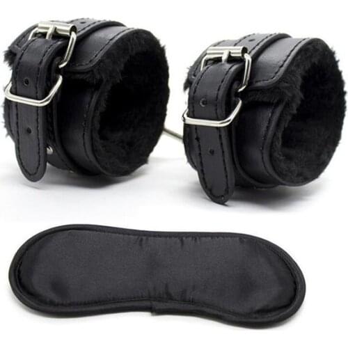 Sexy Adjustable Plush Handcuffs PU Leather Ankle Cuff Restraints Bdsm Bondage Sex Toys Goods for 18+ Adults Exotic Accessories