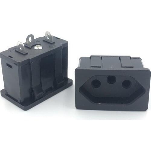 Brazilian standard black embedded industrial outlet Inverter output socket 250V 10A universal electrical AC power connector