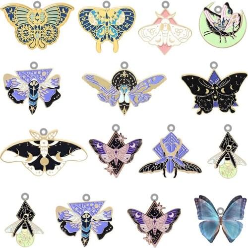 TAFREE new fashion butterfly moth shape new acrylic pendant epoxy resin jewelry making pendant earrings necklace parts