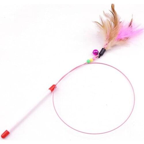 Ho Selling Cat Supplies Color Feather Wire Cat Toy Spot Dropshipping Wholesale Funny Pet Scratching Post for Cat Toy Stick