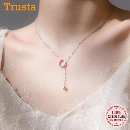 TrustDavis Real 925 Sterling Silver Fashion Round Tassel Beads Choker Necklace For Women Wedding Birthday Fine Jewelry DB1261