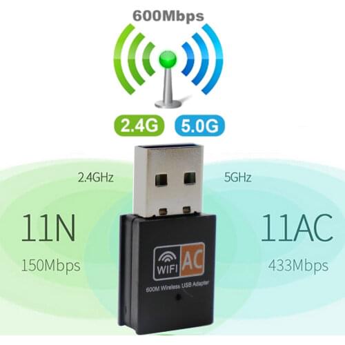 USB Wifi Adapter 600Mbps Wi fi Adapter 2.4GHz+5GHz Antenna USB Ethernet Lan Wifi Dongle Network Card Dual Band