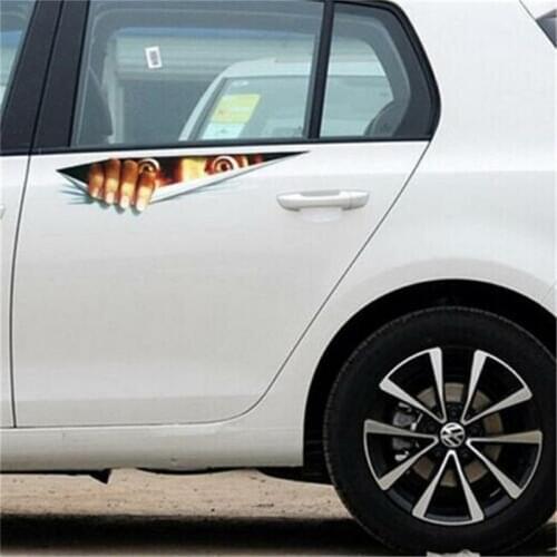 Funny Car Sticker 3D Eyes Peeking Monster Sticker Voyeur Car Hoods Trunk Thriller Rear Window Decal