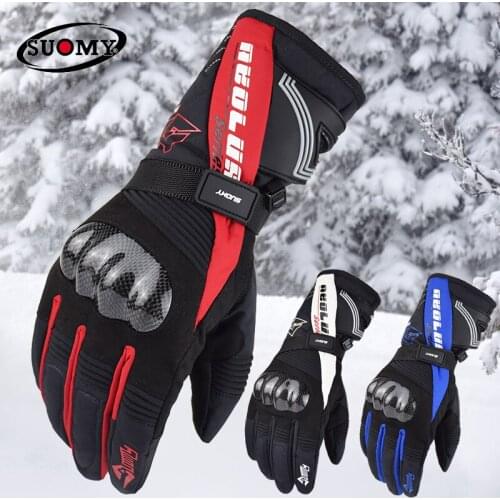 Suomy Carbon Fiber Protector Gloves Keep Warm Touch Screen Waterproof Motorcycle Gloves Outdoor Sport Ski Skating Gloves