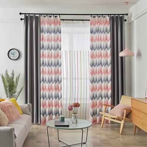Free Custom GYC2508 Gyrohome 1PC Big Wave Pattern Splice Solid Color Blackout Curtain "Customised" Window Living Room Dec
