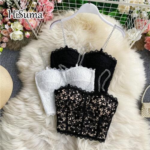 2021 summer new womens chain strap lace Costumes camisole Tube top bra wireless Corset female underwear