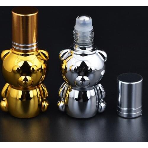 Gold Roll on Roller Bottle for Essential Oils Cute Funny Design Bear High Quality Refillable Perfume Bottle Deodorant Containers