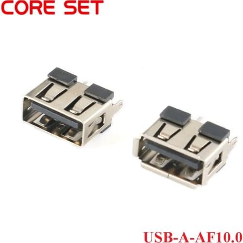 10Pcs/lot USB Connector Type - A AF10.0 Female PCB Mount Socket Connector 4PIN SMT length: 10.0mm USB Connector