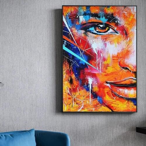 Fire Abstract Half Face Canvas Painting Modern Posters and Prints Cuadros Wall Art Pictures for Living Room Home Decor Unframed