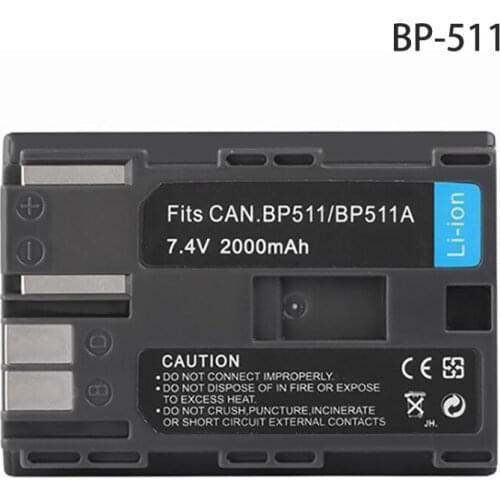 7.4V 2000mAh Battery BP-511A BP-511 for Canon EOS 40D 300D 5D 20D 30D 50D 10D D60 G6 Digital Camera Li-Ion Rechargeable Bateria