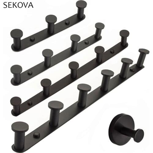 Matte Black Stainless Steel Bathroom Accessories Round Robe Hook Towel Hook Wall Mount hat-and-coat Hook