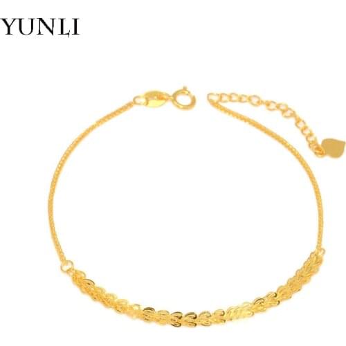 YUNLI Real 18K Gold Bracelet Luxury Half Phoenix Tail Design Pure AU750 Adjustable Chain for Women Fine Jewelry Gift