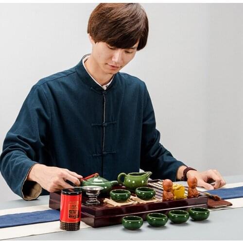 Kung Fu tea ceramic composition whole package Binglie enamel purple pattern six-color Japanese-style small cup of tea