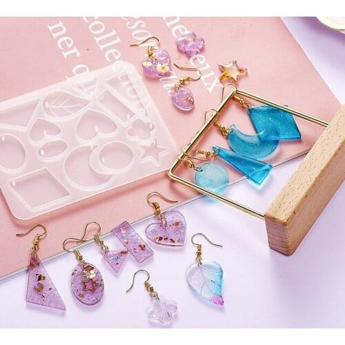 Ice Cream Tools DIY Crystal Epoxy Mold, Pendant Necklace Silicone Mold Mirror Square Ear Jewelry Mold DIY Resin Crafts