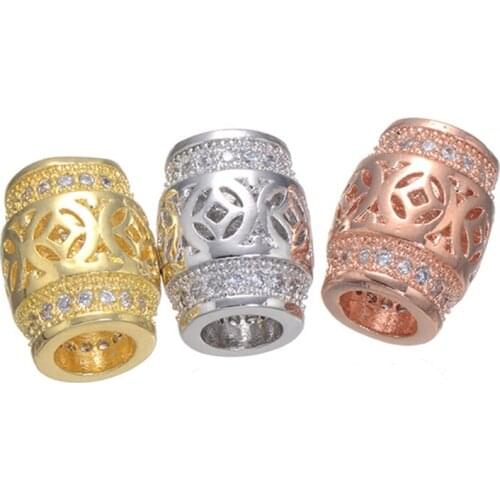 JUYA 1pcs European Fashion Rose Gold Tube Bead Gold Spacer Crystal Beads for Bracelet Jewelry Making abalorios para bisuteria