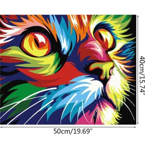 YYSD Cat Digital Oil Painting By Numbers Canvas Wall Picture DIY Hand Painted Home Decor for Adults Beginner