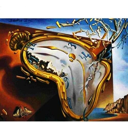 Painting By Numbers Dropshipping DIY Golden Retro Clock Landscape Decor Posters And Prints Modern Living Room Artwork Picture