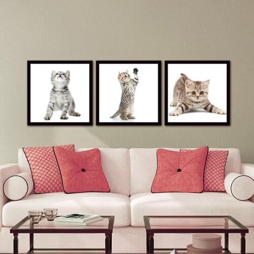 3 Pieces Animal Cute Cat Wall Art Picture Home Decoration Living Room Canvas Print Wall Picture Printing On Canvas