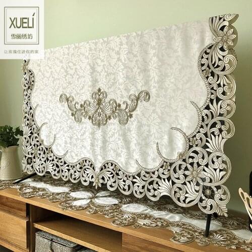 Ivory white lace High-end luxury embroidery cloth art The table cloth Tea table cloth TV cover Table mat Dust cover towel