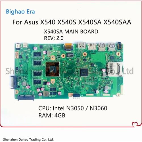 X540SA MAIN BOARD REV 2.0 For Asus X540 X540S X540SA X540SAA Laptop Motherboard With Intel N3050/N3060 CPU 4G-RAM 100% Working