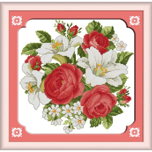 Noble Rose & lily cross stitch kit flower 18ct 14ct 11ct count printed canvas stitching embroidery DIY handmade needlework