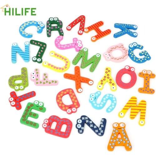 Refrigerator Sticker 26pcs/lot 26 English Alphabet Fridge Magnet Wooden Message Board Decal Home Decor Funny Kids Students Toy