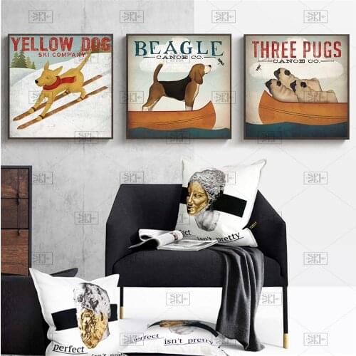 Wall Art Retro Golden Dog Canvas Posters and Prints Husky Labrador Yellow Dog Wall Pictures for Living Room Home Decor Cuadros