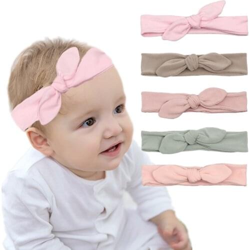Solid Cotton Rabbit Ears Baby Headbands For Girls Elastic Handmade Adjustable Hairband Newborn Hair Accessories повязка на голов