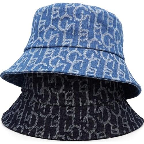 2021 Luxury Brand Letter Fisherman Hat Women Men Denim Bucket Hat Spring and Summer Sun Bucket Designer
