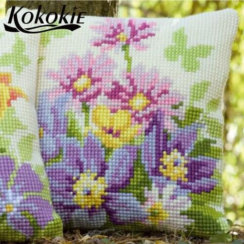 Handicraft embroidery and cross stitch kits needlework set diy embroidered mats cross stitch flowers stitch throw pillowcase