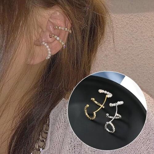 Alloy Earrings For Women/Men Small Hoop Earrings Ear Bone Tiny Ear Nose Ring Girl Aretes Ear Hoops Multi-layer Pearls Trendy