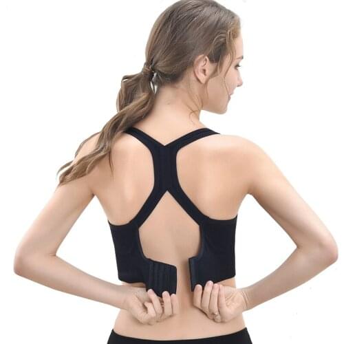 Sports Underwear Top For Fitness Yoga Bra Racerback Nylon Solid Stretch Cozy Adjustable Back Buckle Gym Sports Bra Plus Size XL