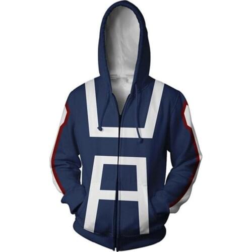 My Hero Academia 3D hoodie Sweatshirts Uniform cosplay costume School College Sweatshirt halloween Outerwear Coat jacket