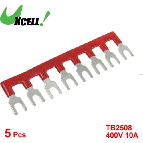 UXCELL 400V 10A 8 Postions Pre Insulated Terminal Barrier Strip Red 5 Pcs
