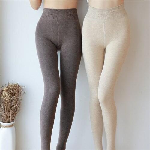 2020 High Quality Autumn Winter Woman Thick Warm Leggings Solid Color Brushed Charcoal Stretch FleeceTrample Feet Leggings