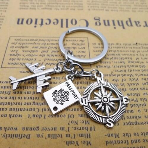 1pcs Earth Airplane Compass Keychains No Matter Where Pendant Travel Keyring Friendship Best Friend Jewelry Diy Handmade