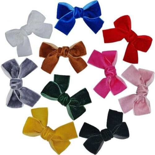 20 PCS/SET Cute Velvet Bow Hair Clip Set Girls Kids Bowknot Hairpins Vintage Barrettes Prom Party Headwear Hair Accessories